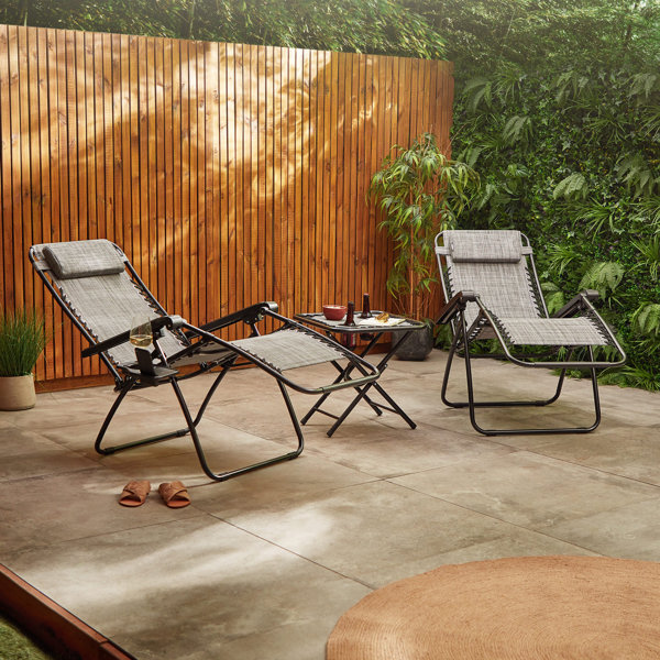 VonHaus 85Cm Long Reclining Zero Gravity with Cushions and Table Wayfair.co.uk